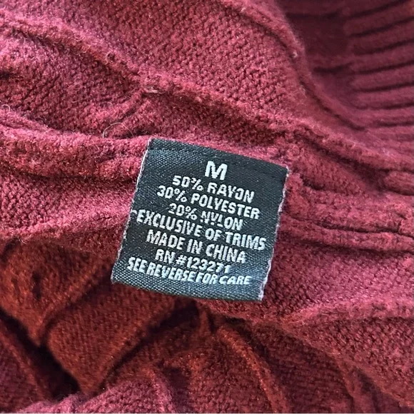 Harper & Ivy “Boston” Maroon Cable Knit Sweater Preppy Academic Harvard Size M - Picture 8 of 8